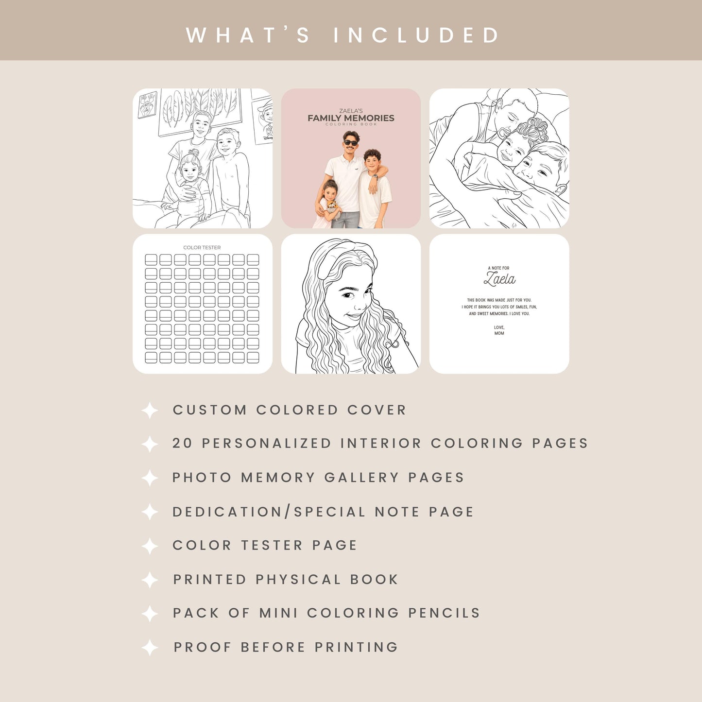 Personalized Photo Coloring Book, Custom Family Keepsake, Mom Dad Grandma Gift